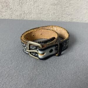 3D Belt Co Belt Youth Size 22 Black Embossed Western Full Grain Cowhide USA